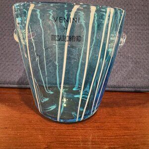 Murano Blue Glass Ice Bucket by Venini for Disaronno - Italy